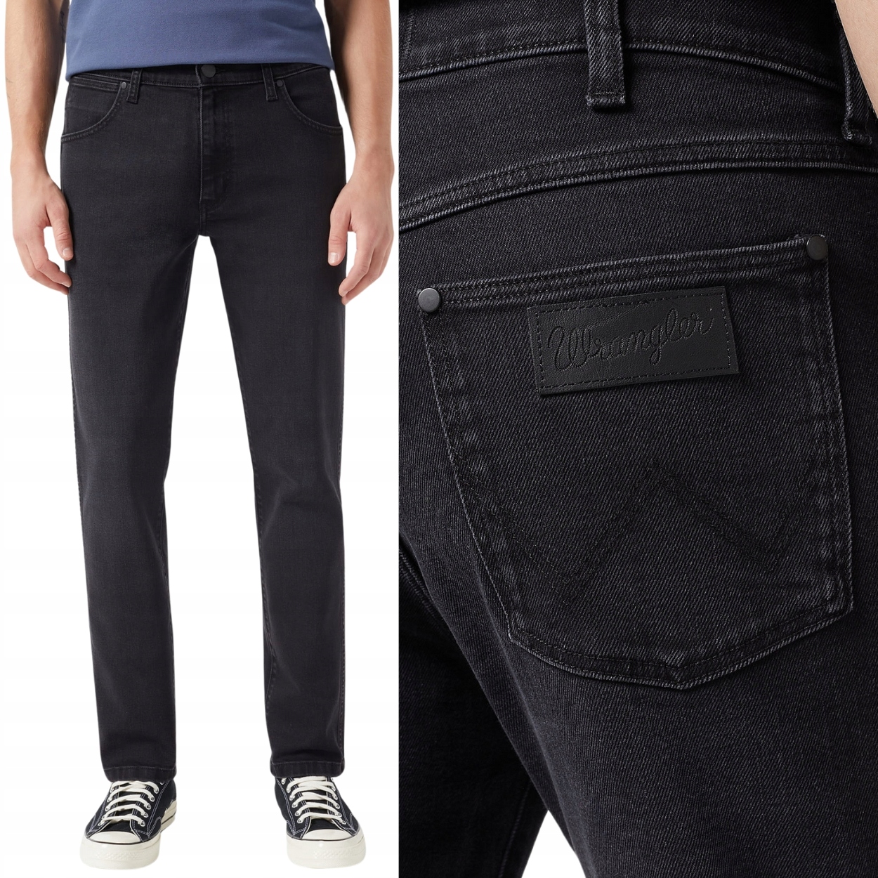 Wrangler Larston slim Film Noir černé přiléhavé džínové kalhoty W31 L32