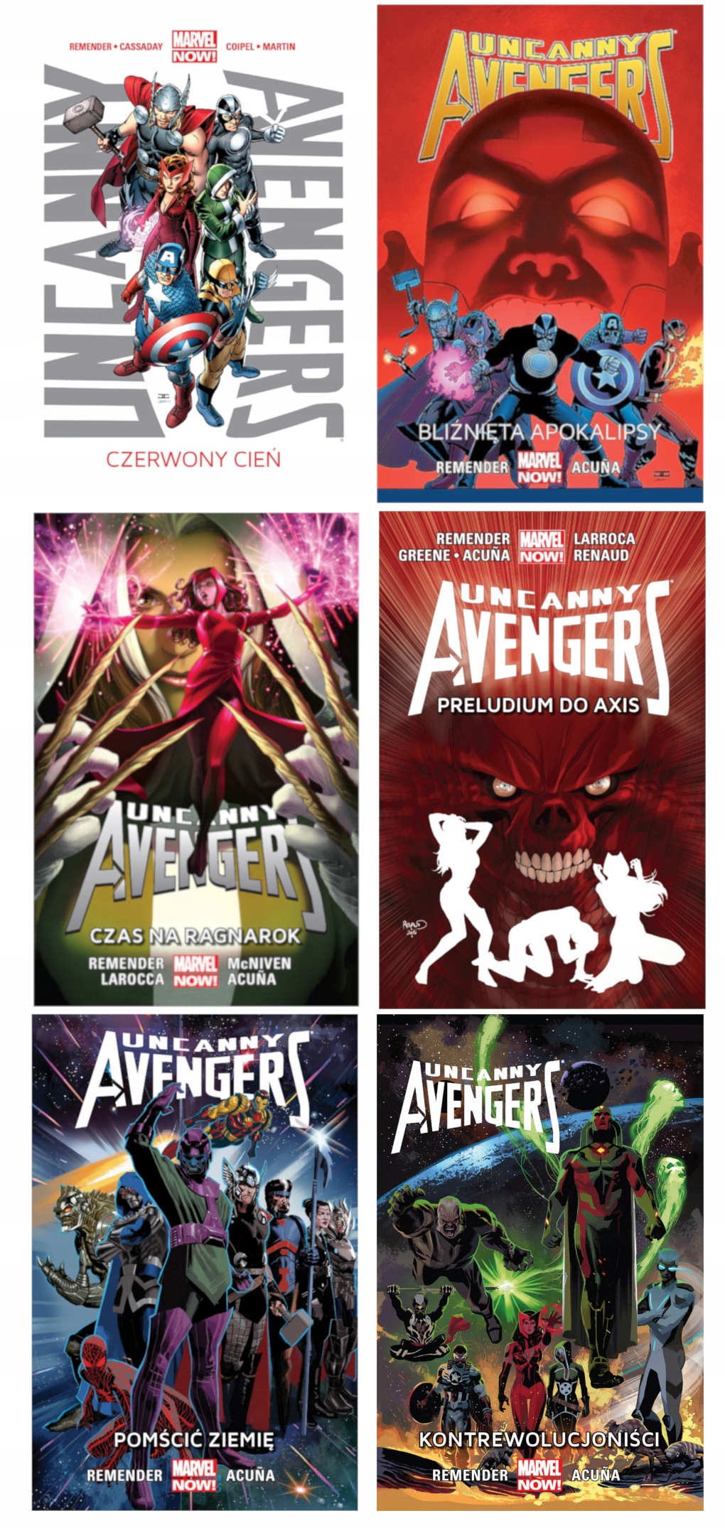 UNCANNY AVENGERS Tom 1-6 zestaw Marvel Now! NOWE folia Wysokość produktu 25.5 cm