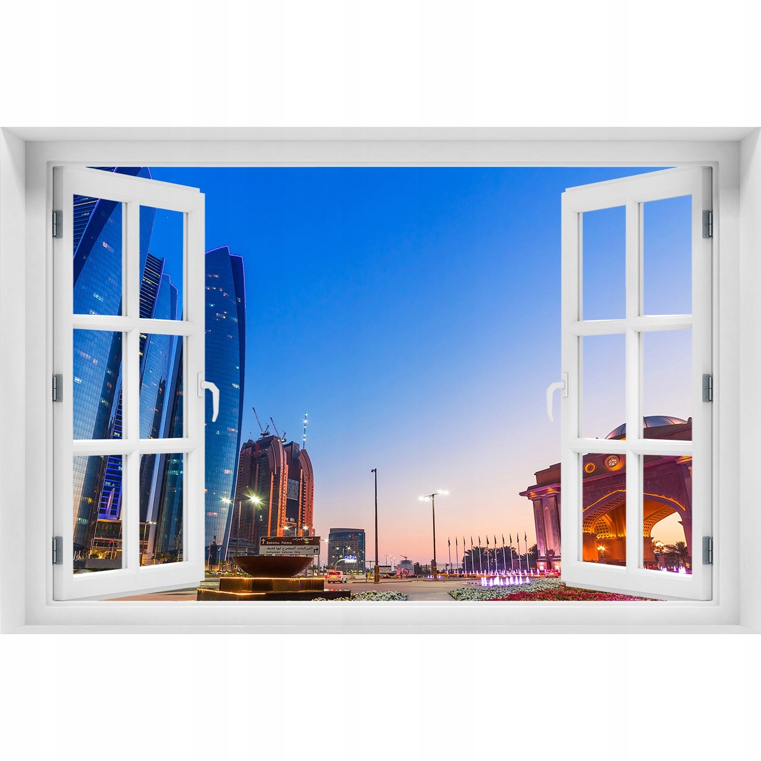 

Naklejka na ścianę 3D Okno Ulice Abu Zabi 150x100