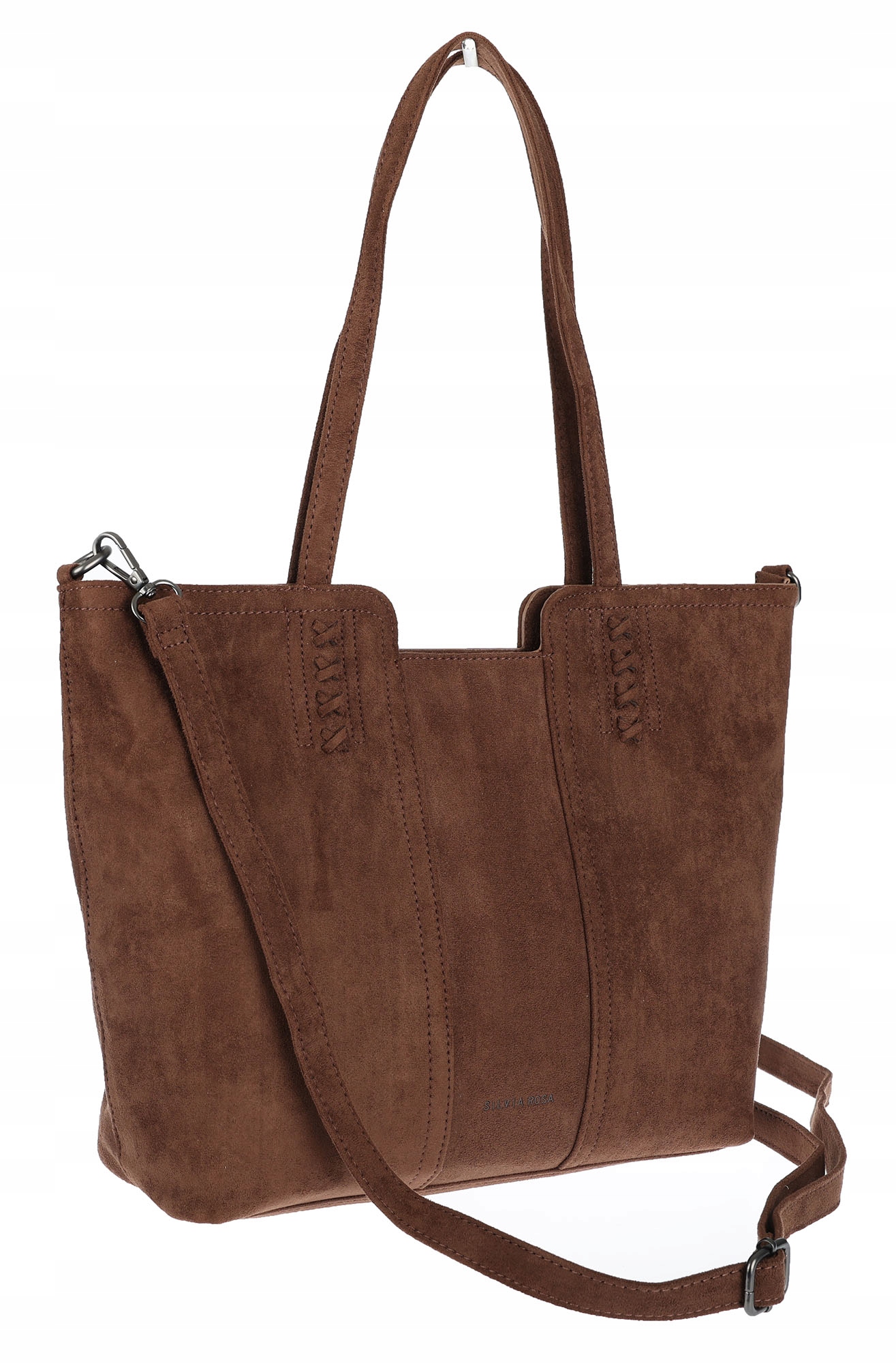 Dámská kabelka shopper taška semišová elegantní lehká taška H087 Čokoládová