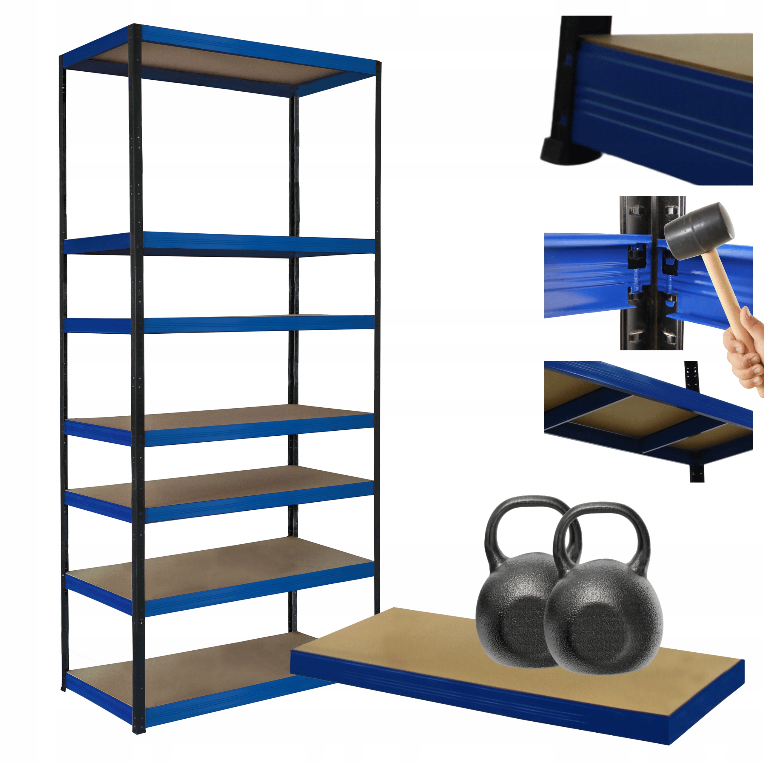 Kovový skladový regál Helios 270x110x45 cm 7Px275 kg Trvanlivý Vysoký