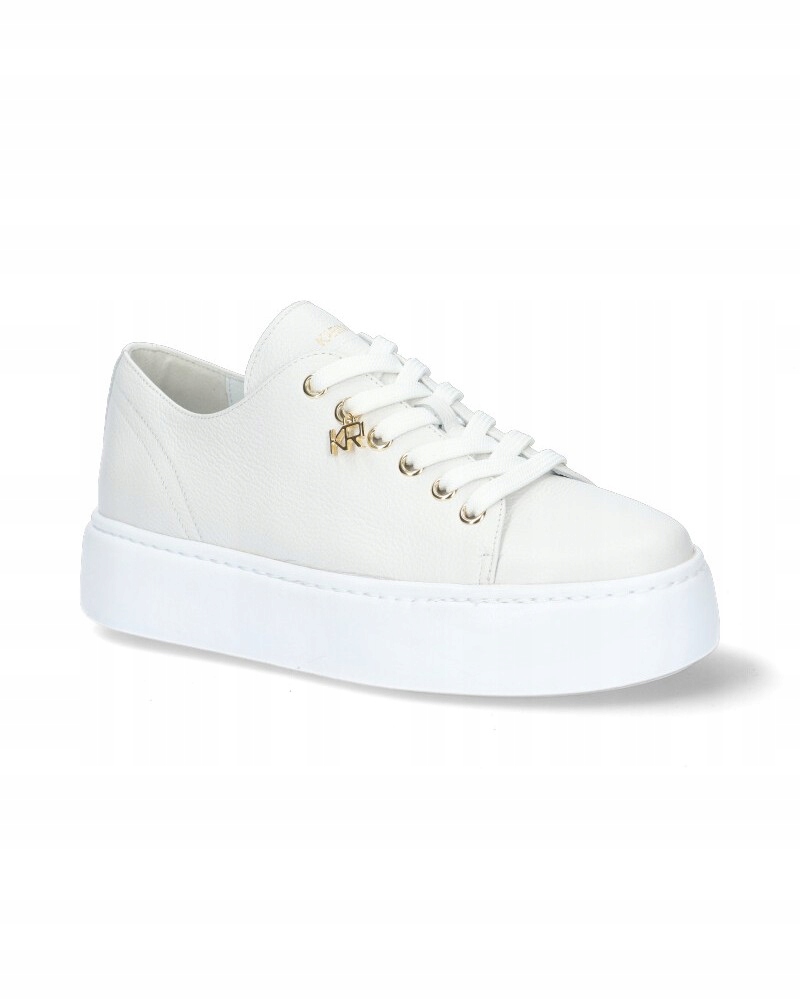 Bílé kožené dámské tenisky na platformě se šněrováním Karino 37