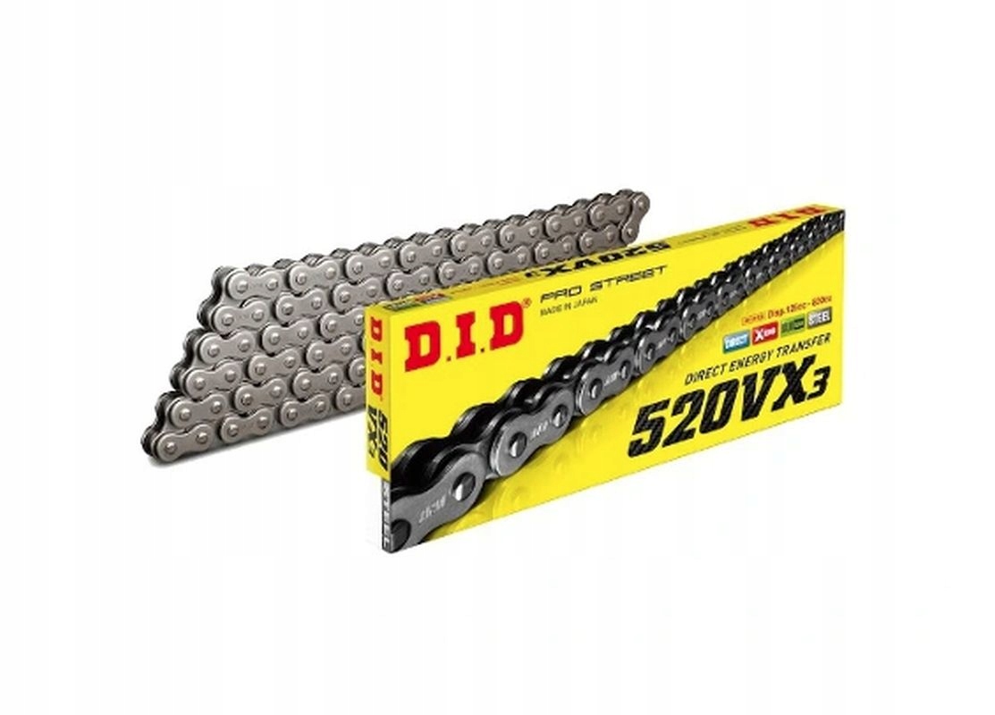 DID Hnacia Reťaz 520VX3-122 (122 Článkov) X-krúžok (otvorený Spona)