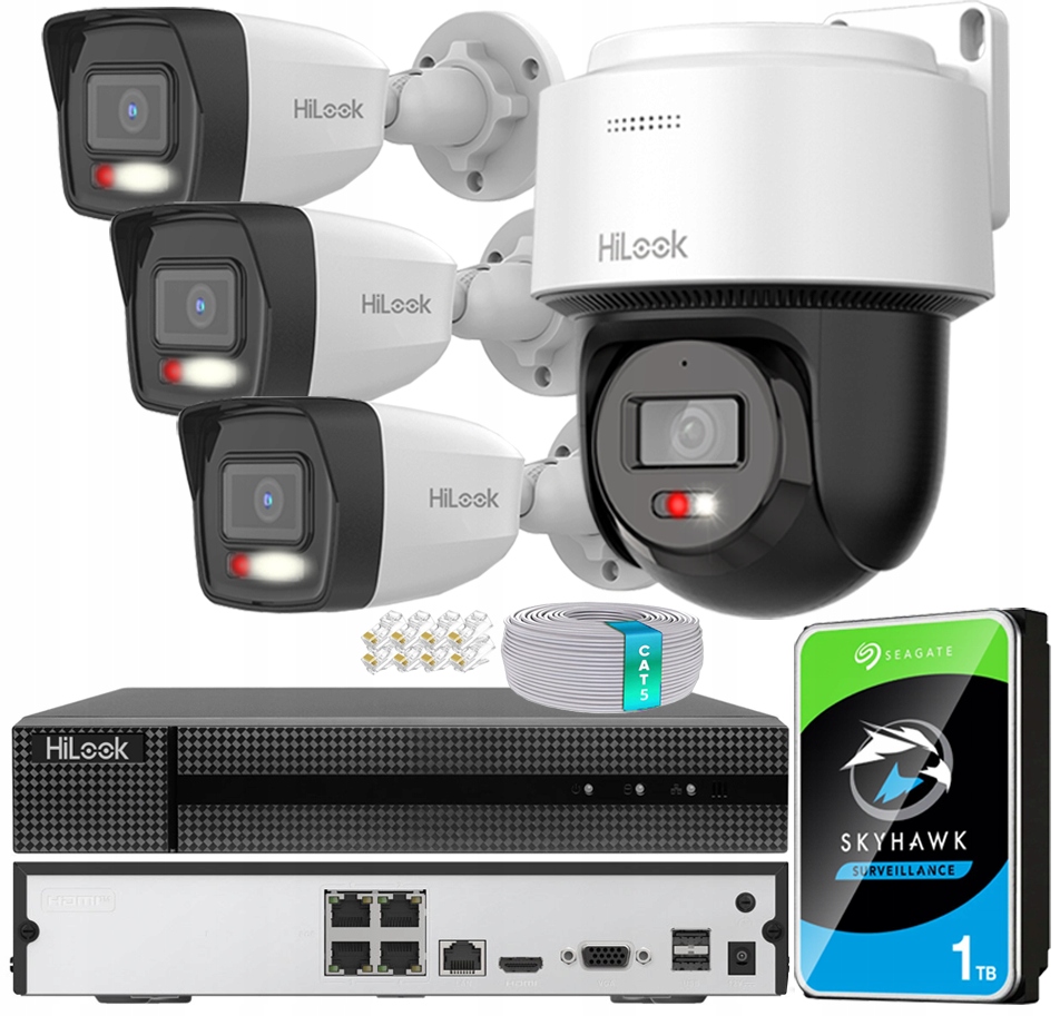 Monitorování pro firmu 1 Otočná kamera 360° 3 Tubové kamery 4Mpx Detekce