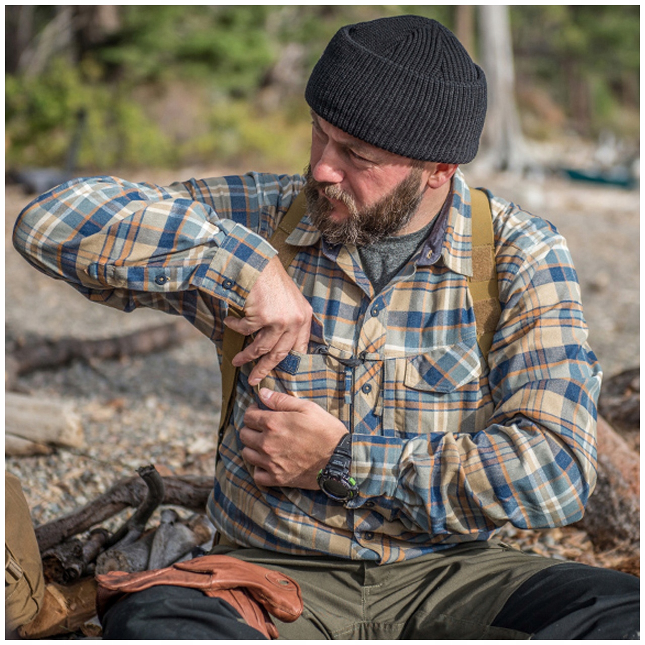 Koszula Męska w Kratę DEFENDER Mk2 PILGRIM HELIKON Wytrzymała Indeks UPF50 Szerokość pod pachami 67 cm