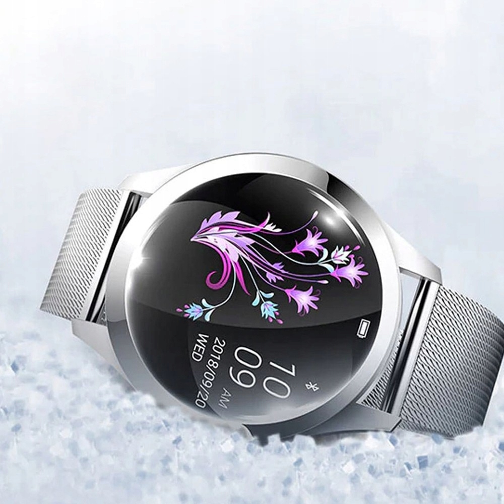 SMARTWATCH DAMSKI RKW10 motyl kot CIŚNIENIE KROKI Materiał paska stal