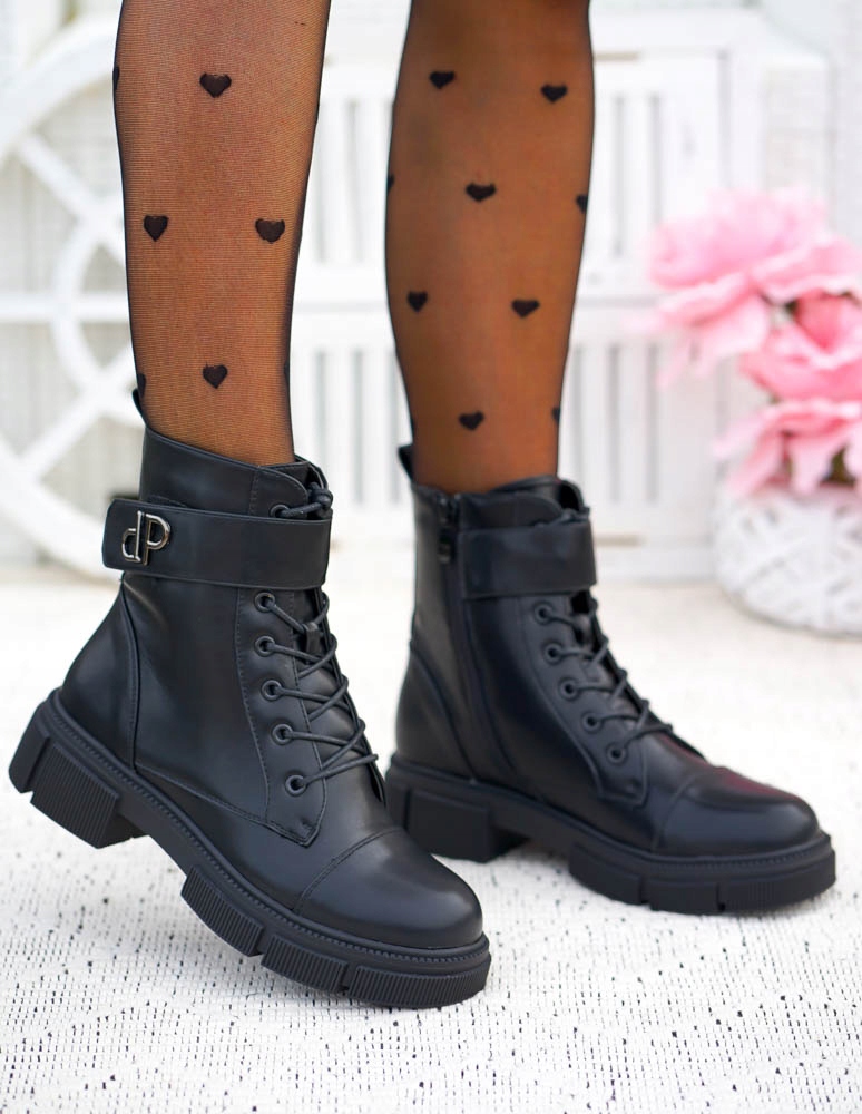 Botki Damskie Na Grubej Podeszwie Ocieplane Oficerki Meg 36 Oryginalne opakowanie producenta pudełko