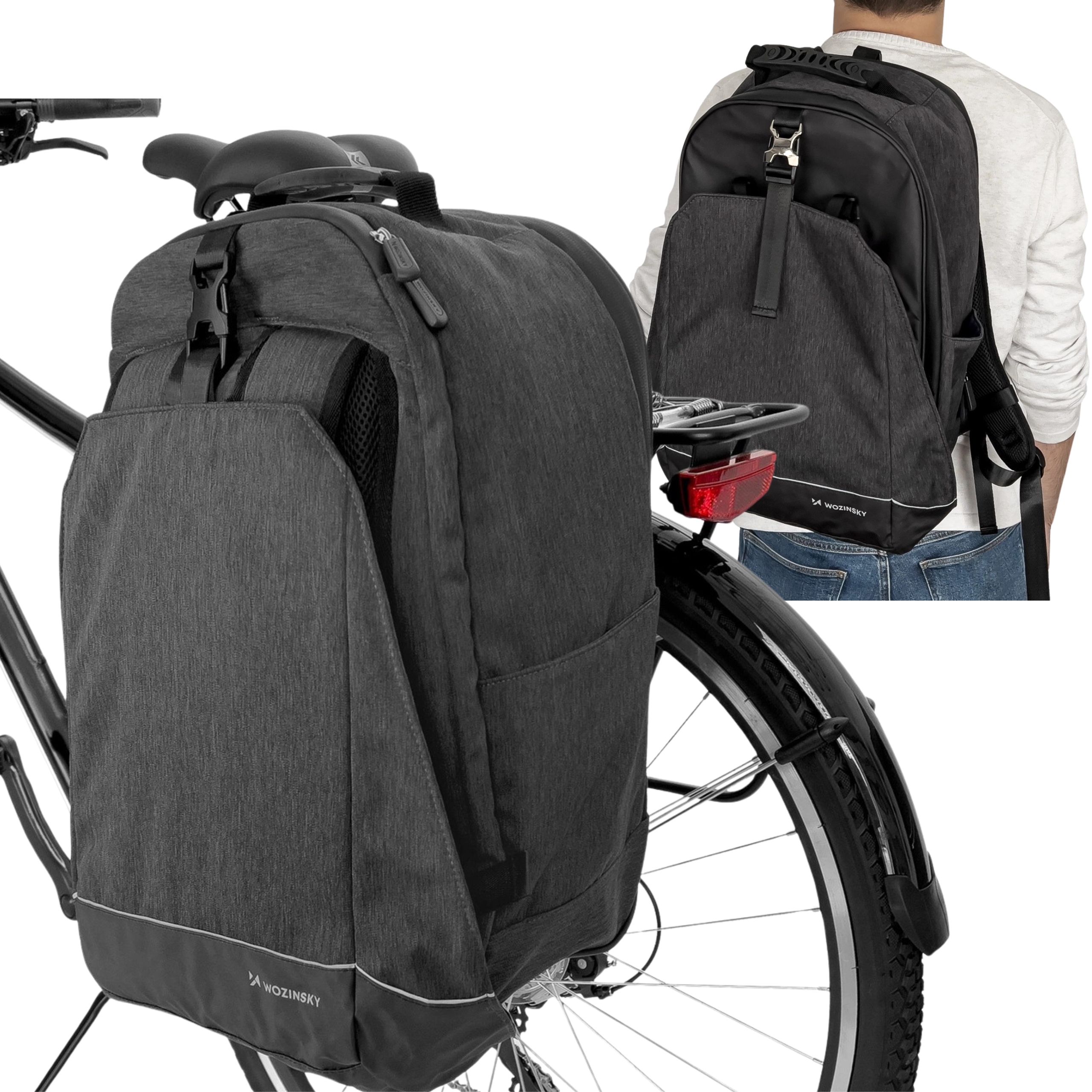 Sakwa Rowerowa Wozinsky Duża Torba Na Rower Plecak Na Bagażnik Rowerowy 40L