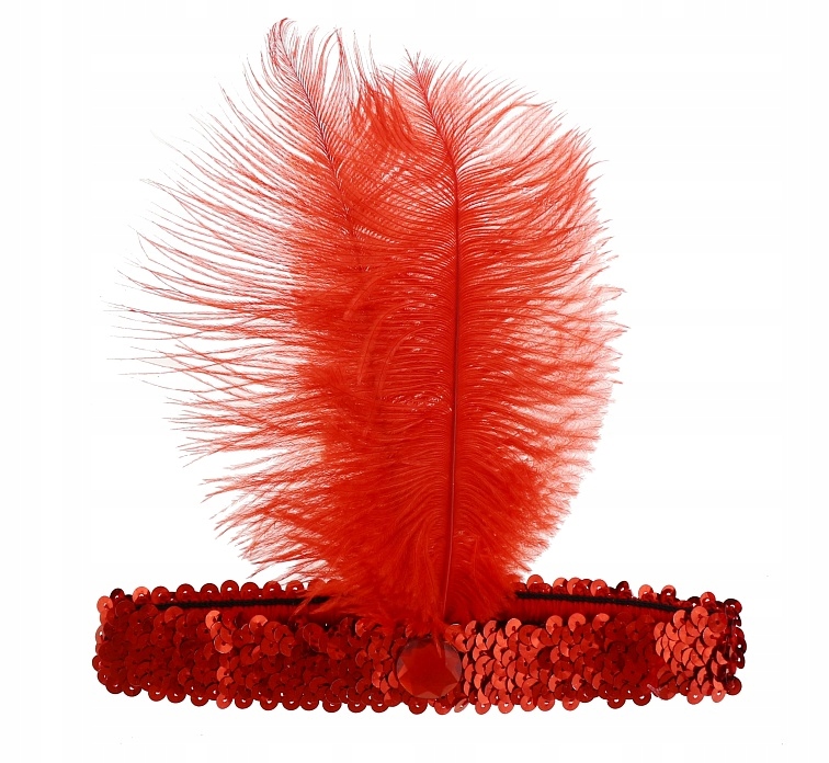 

Opaska z piórkiem Retro lata 20 Kabaret czerwona