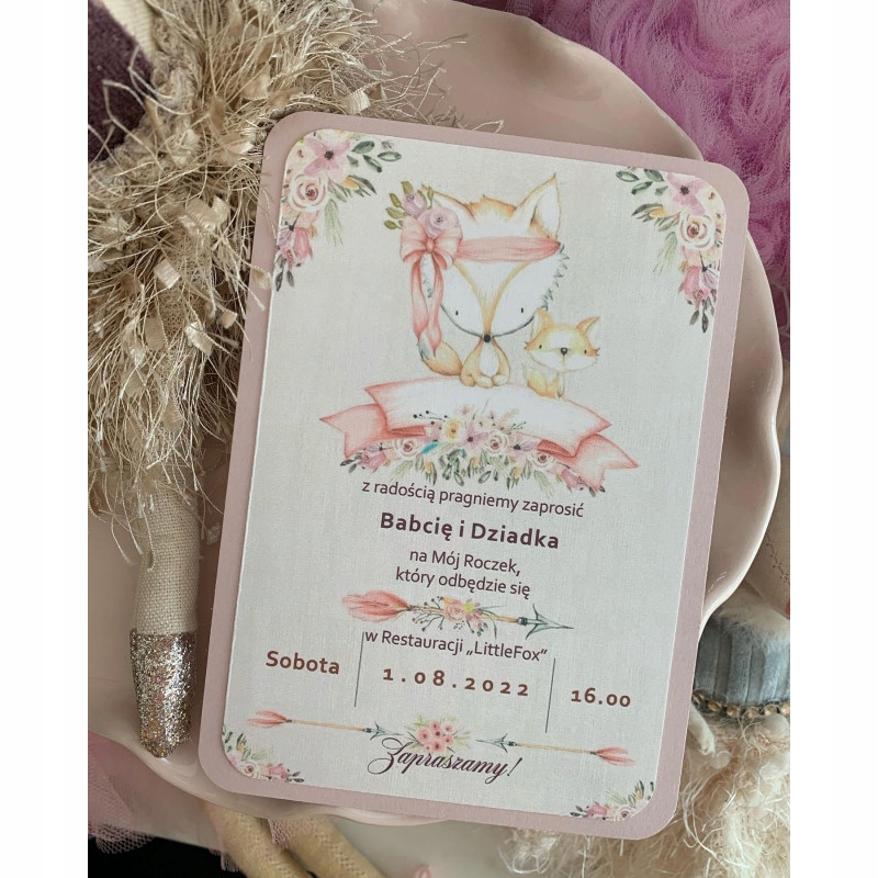 ZAPROSZENIA NA CHRZEST BROKATOWE CHRZCINY ROCZEK Marka inna