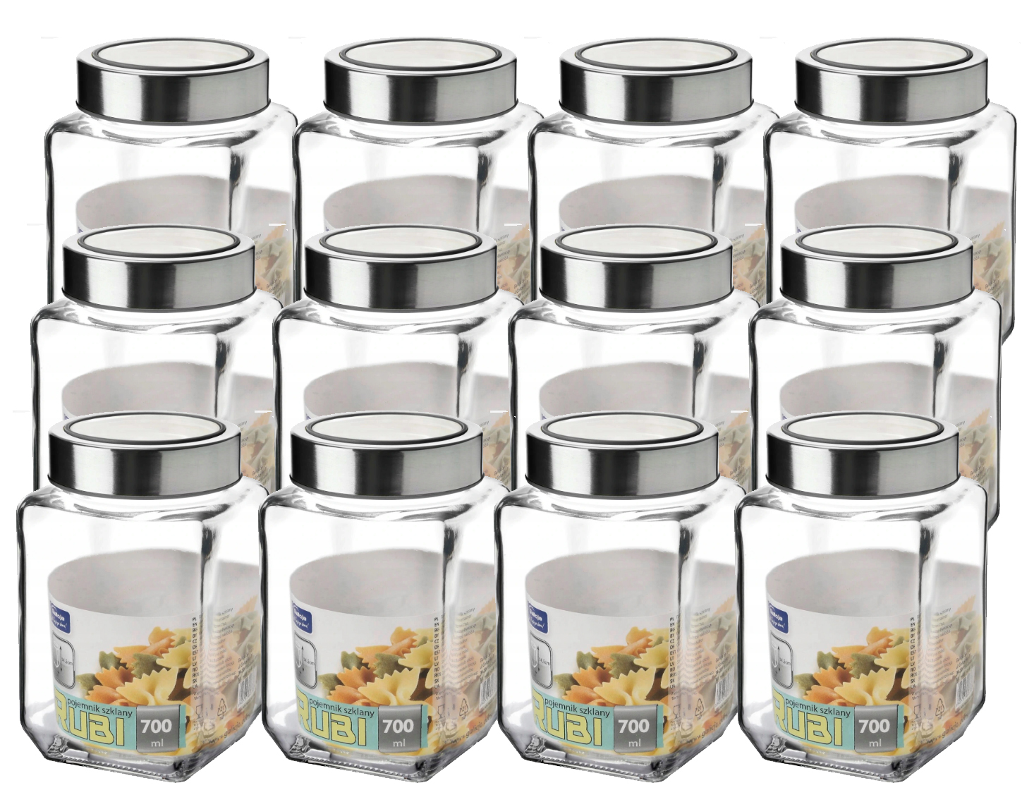 

Pojemniki Szklane Rubi 12x700ML Szary