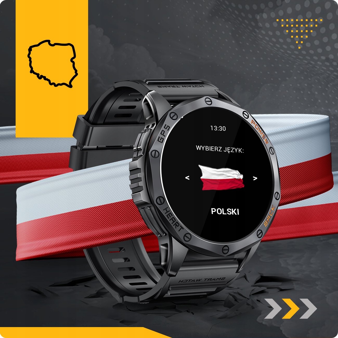 SMARTWATCH MĘSKI GPS MENU POLSKIE WODOODPORNY SPORT ROZMOWY SMART WATCH PL Rodzaj smartwatch