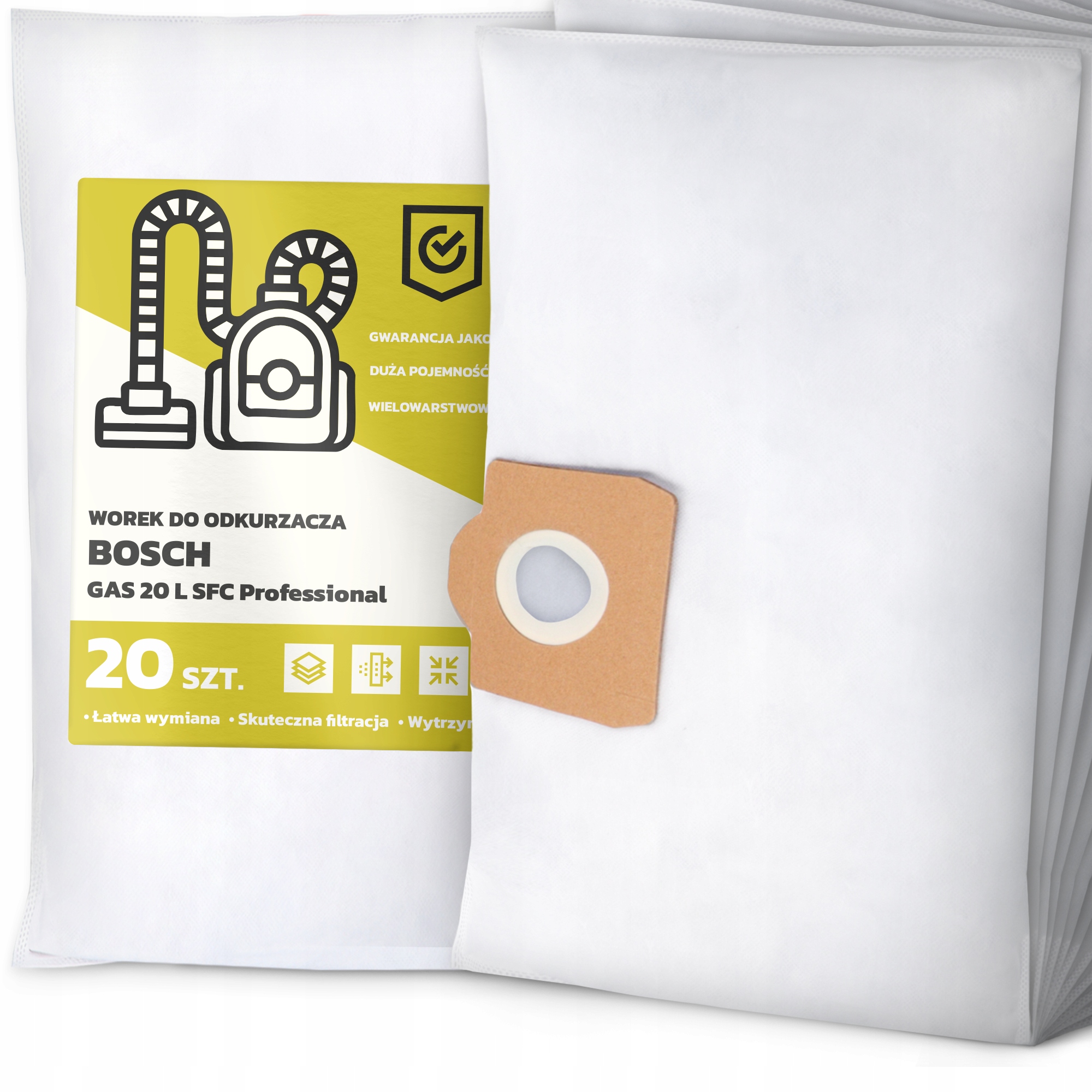 20 x Sáček Do Vysavače Bosch Gas 20 L Sfc Professional Syntetické sáčky