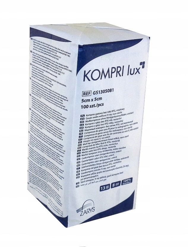 

Kompres gazowy niejałowy 13N 8W 5cmx5cm 100szt