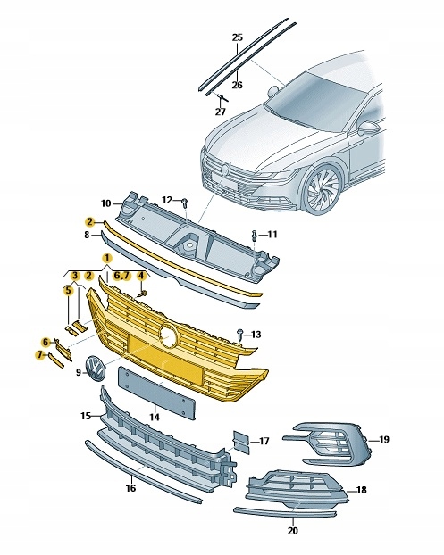 ATRAPA CHŁODNICY R-LINE VOLKSWAGEN ARTEON ORYGINAŁ OE Numer katalogowy części 3G8853651HZLL