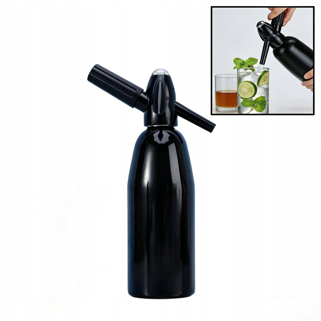 Czarny Syfon Do Wody Sodowej Saturator 1l