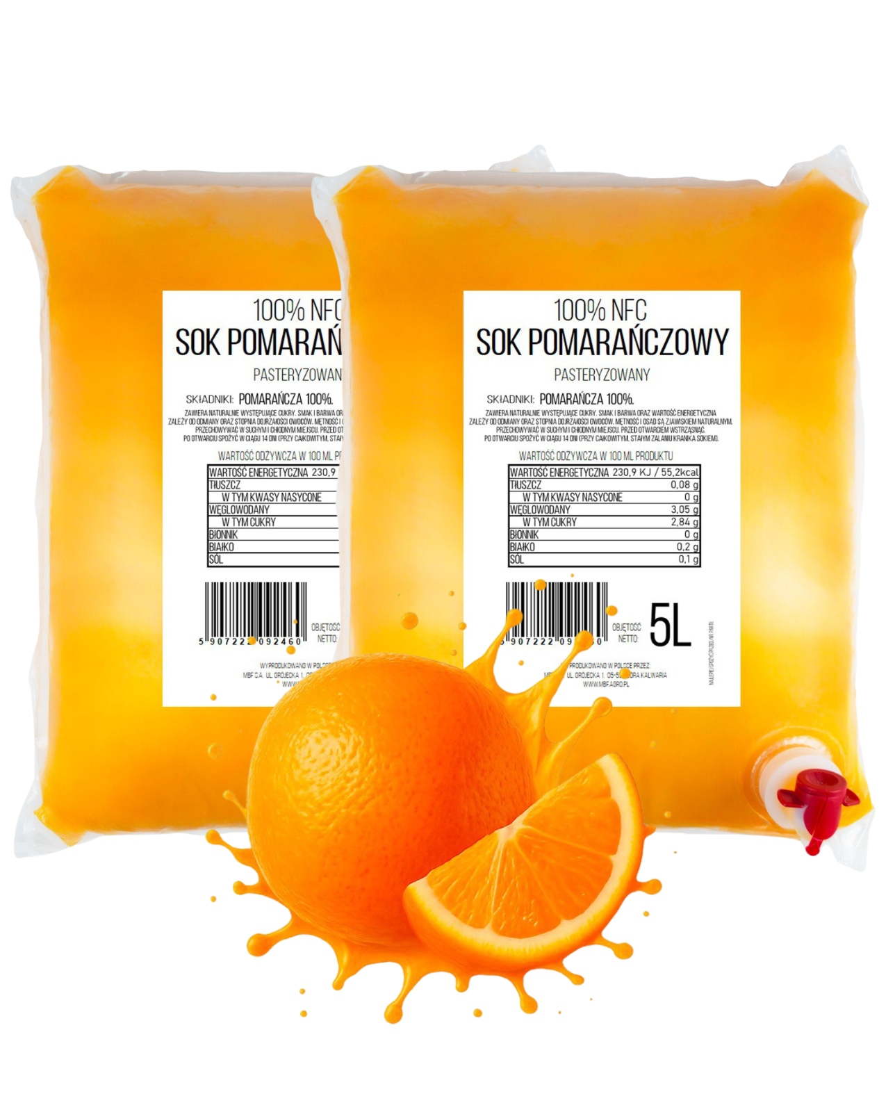 Levně Pomerančový Lisovaný Džus 100% Nfc Pure Press Set 2 x 5 L