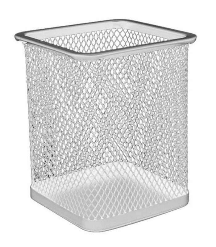 PRZYBORNIK NA DŁUGOPISY KUBEK METAL KWADRAT