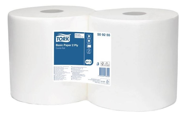 Czyściwo w roli do podstawowych zadań Tork 509255 W1/W2 białe 184 m 2 szt.