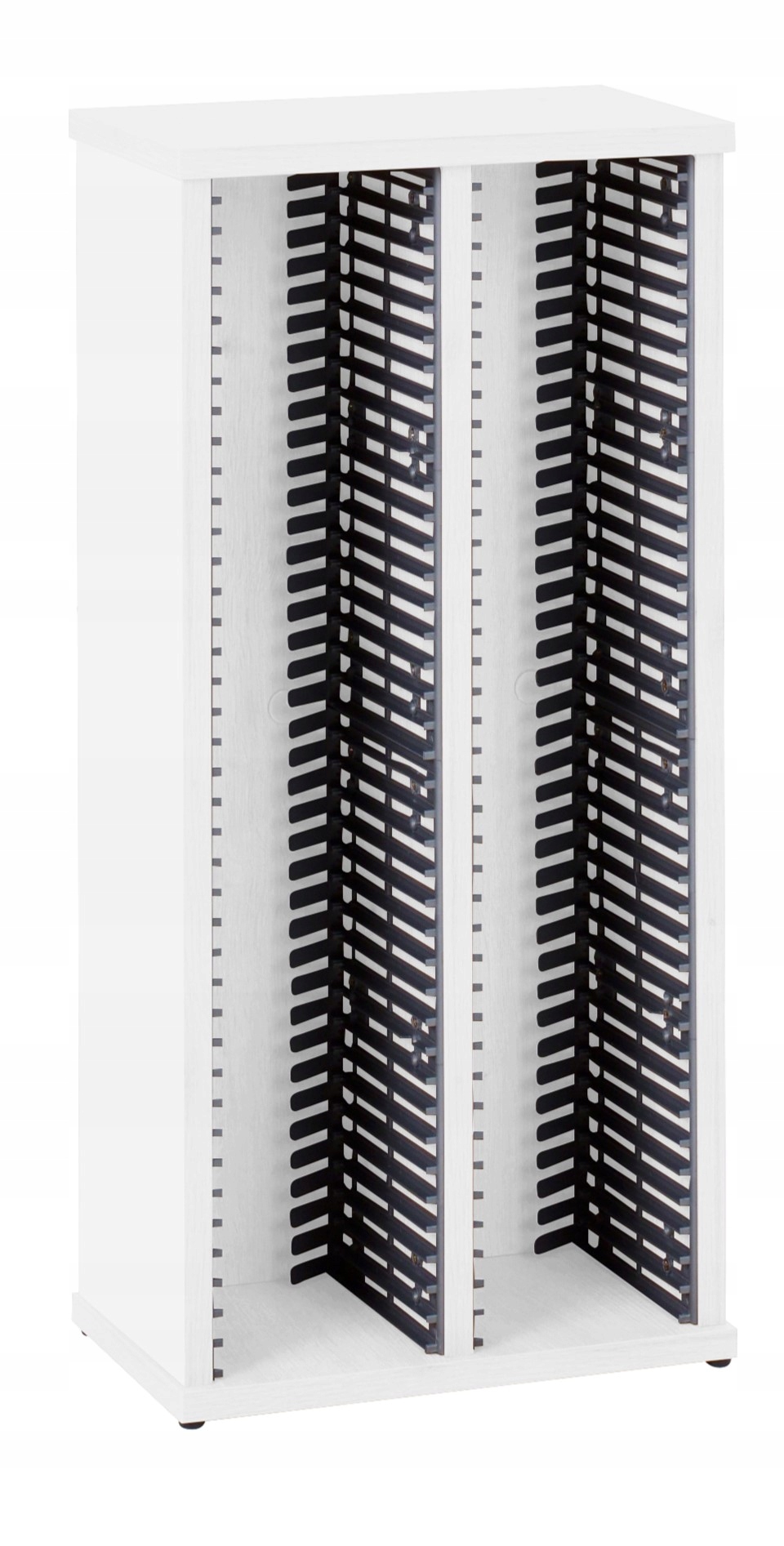 Kontajner na CD, regál, polička 80 CD, audio, dvojitý, biely, Zložený