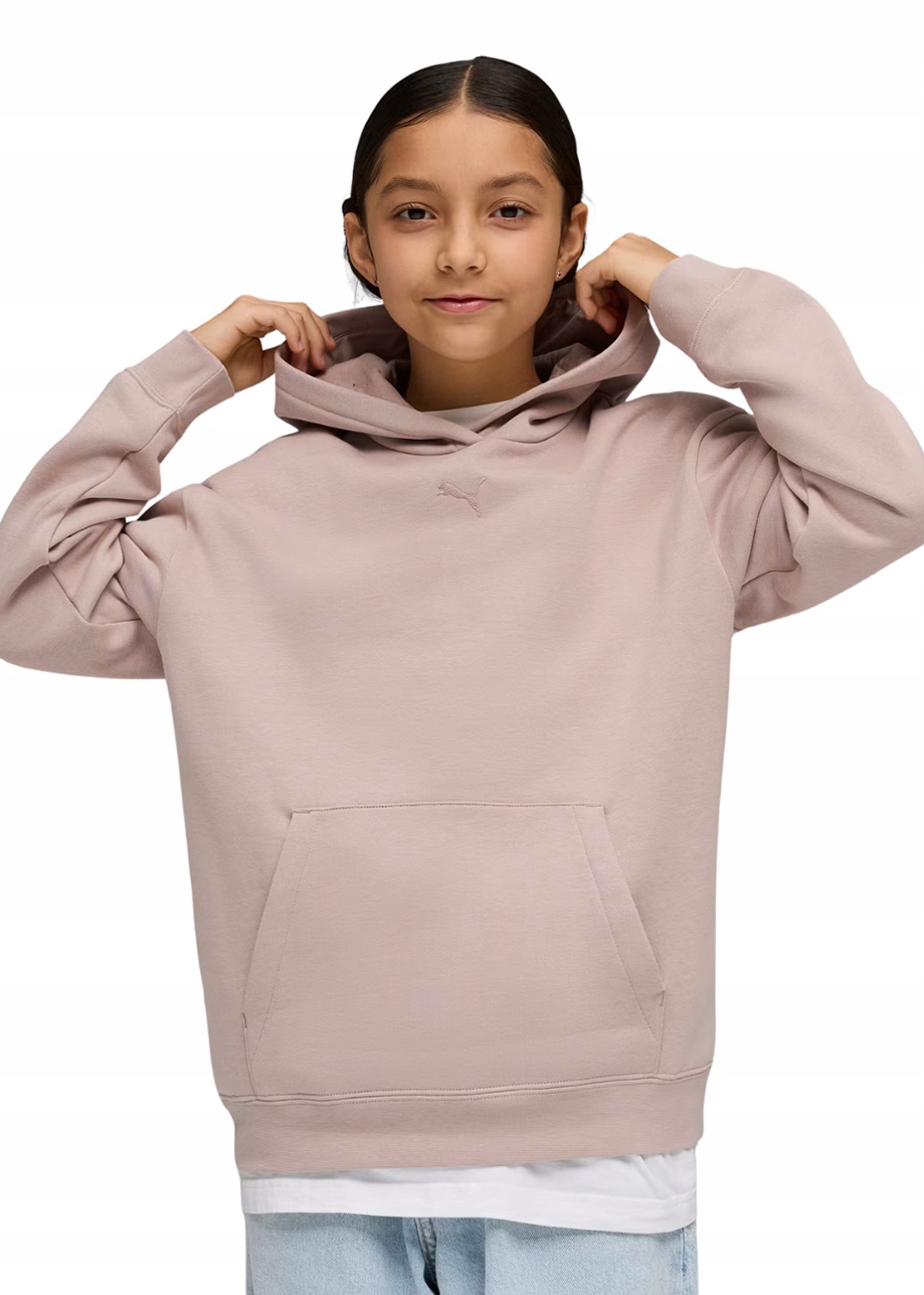 Bluza Dziecięca Puma Ess Centered Kapturem Kangurka Bawełniana Różowa 140