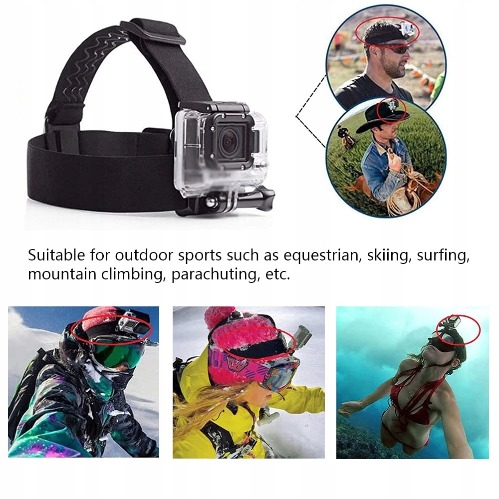 GOPRO Akcesoria Kamera Pasek Na Głowę Kompatybilny Z Hero 13 12 11 10 — miniatura 6