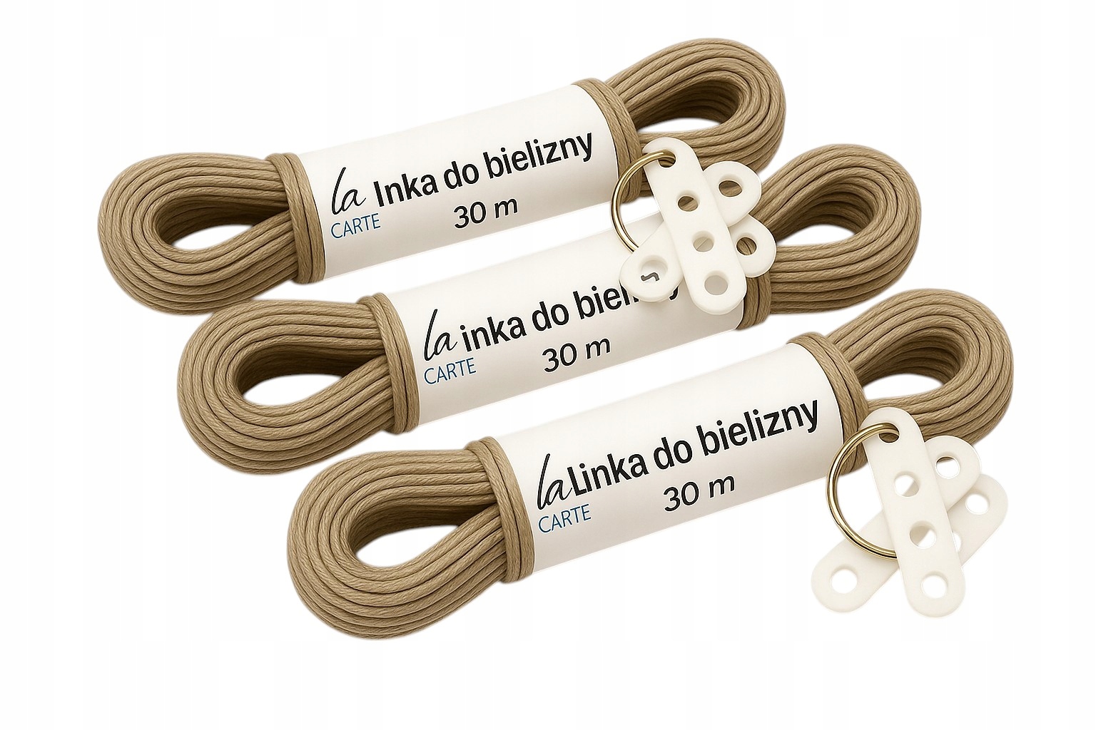 3 x Linka Sznurek Na Pranie Bieliznę Stalowa w Oplocie 30 m 3 szt.