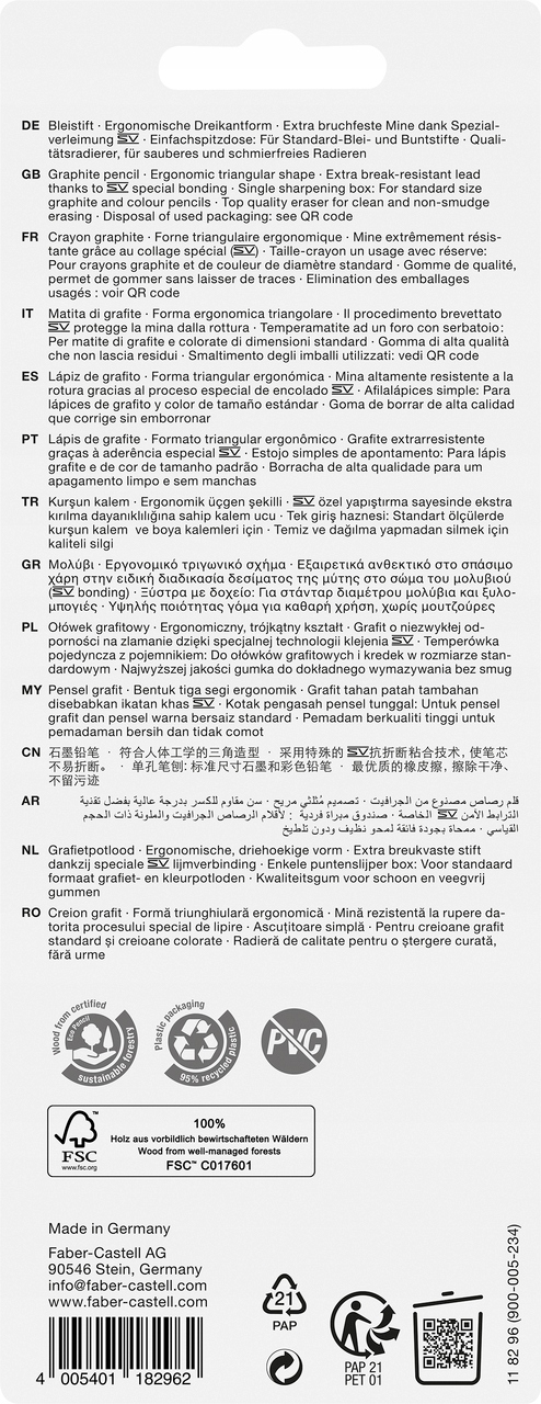 FABER-CASTELL Zestaw ołówek Sparkle 2 sztuki + gumka + temperówka Sleeve Kod producenta 118296