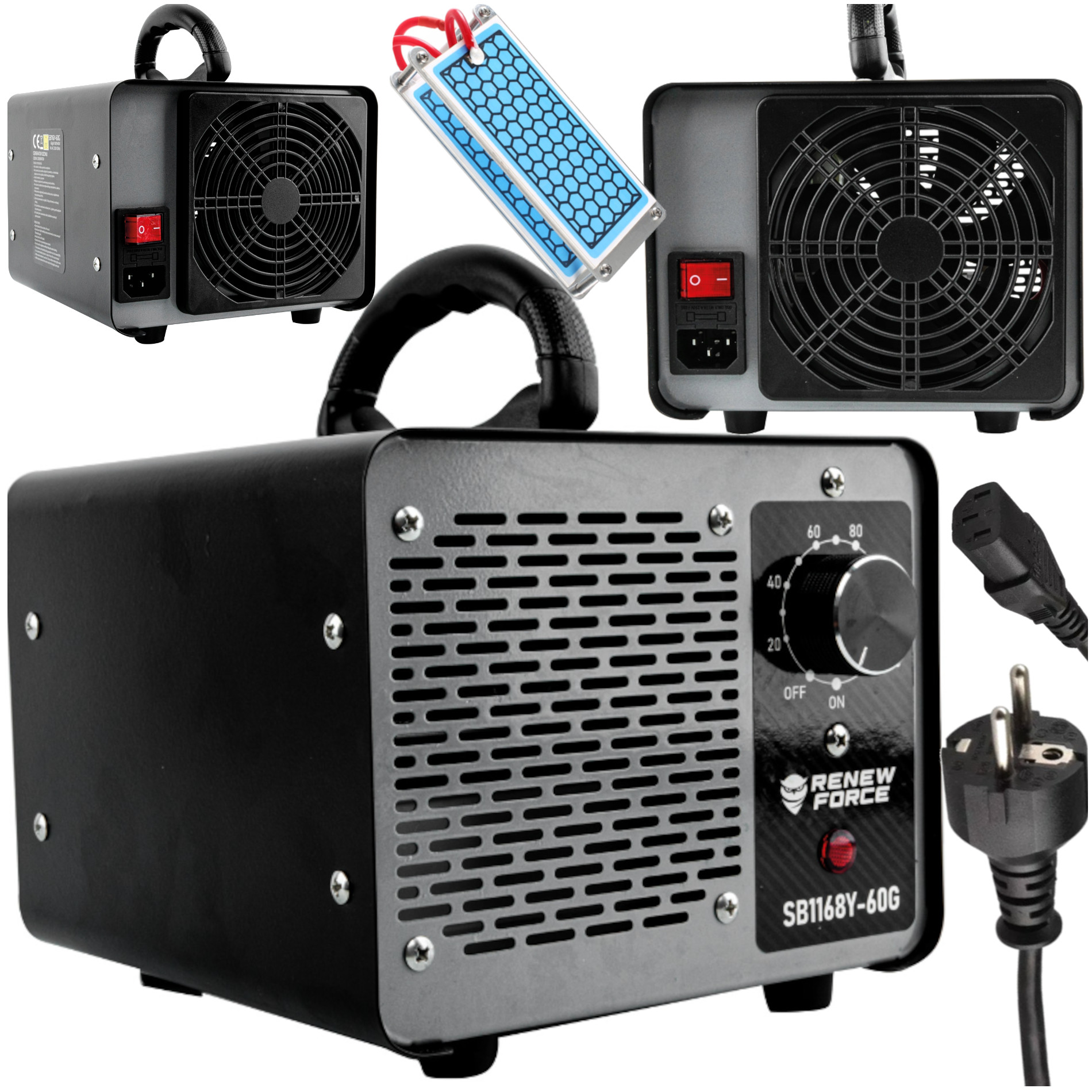 Generátor Ozonu 60 000 mg/h Časovač Silné Keramické Destičky Ozonator XL