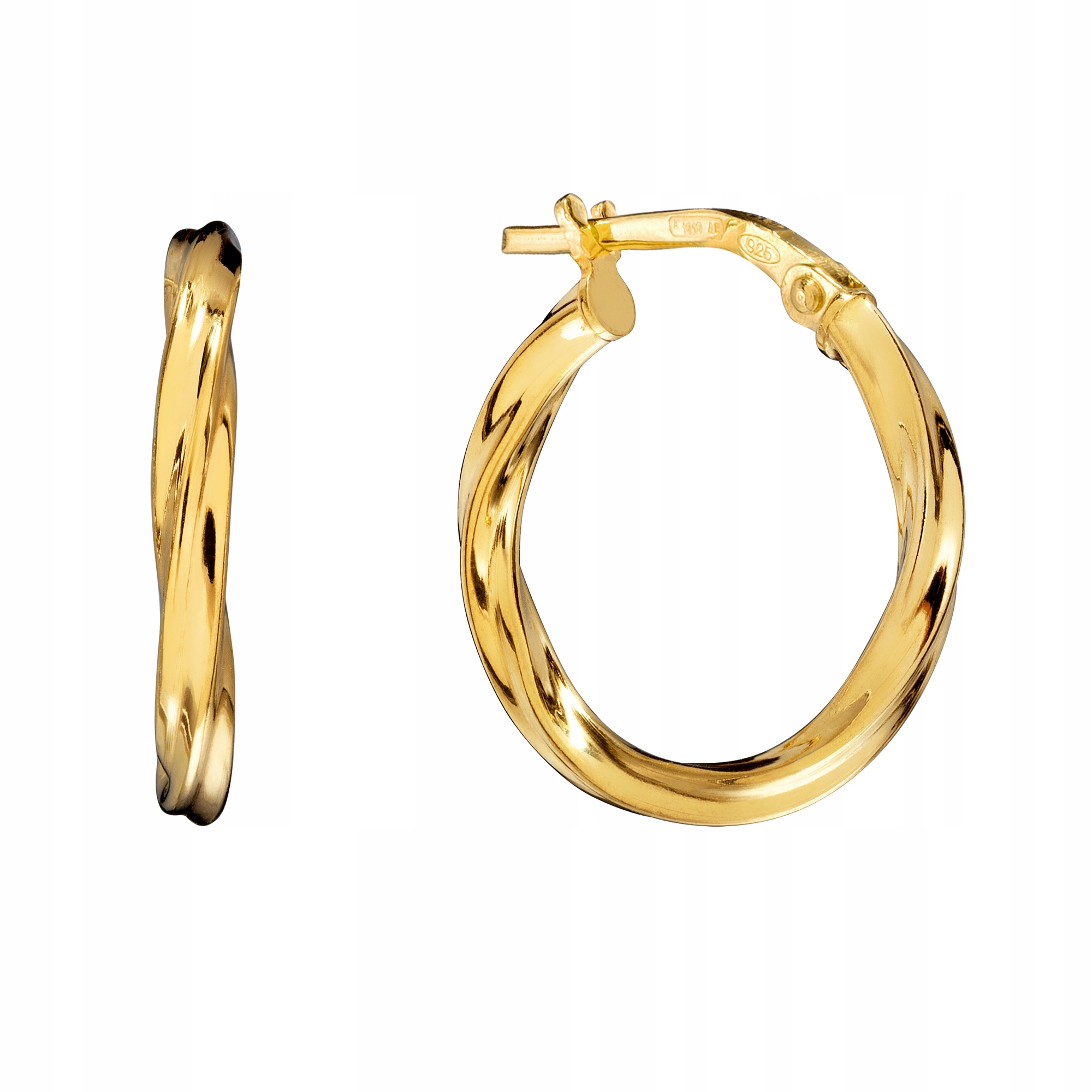 Kolczyki Pozłacane Koła Kółka Falowane 1,9 cm Dmuchane Srebro 925 18K Sadva