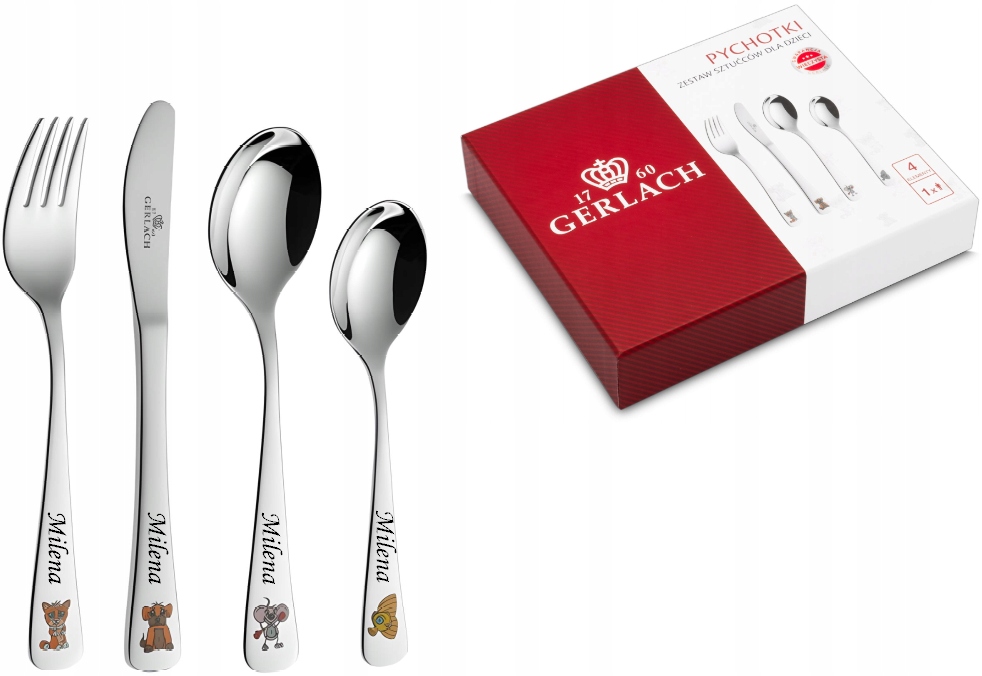 Sztućce dla dzieci GERLACH PYCHOTKI GRAWER Prezent na Chrzest Roczek