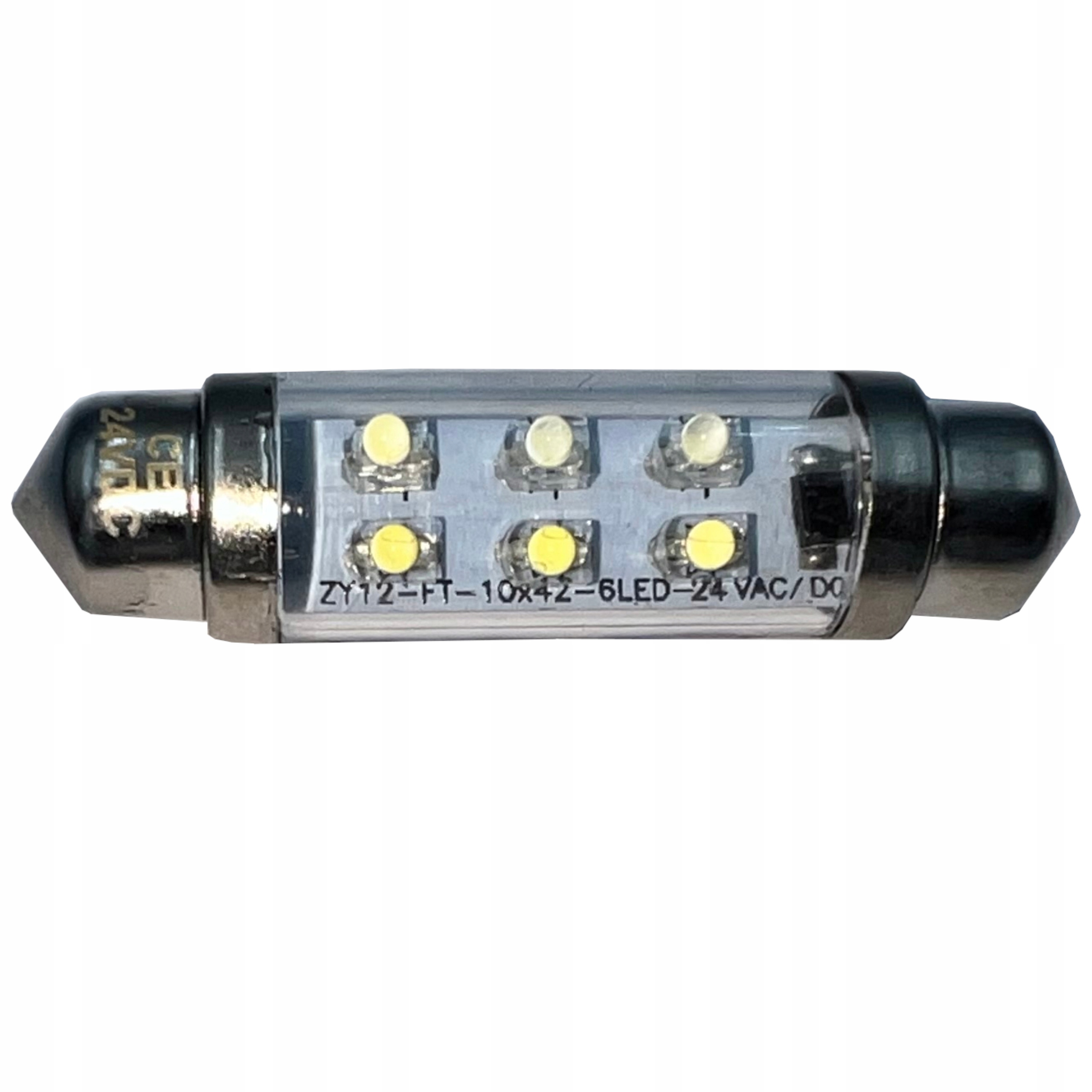 

żarówka rurkowa 6 Led 10x42 mm c10w niebieska 24v