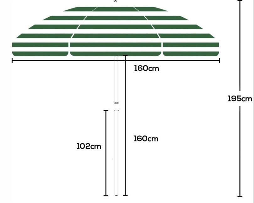 PARASOL KLASYCZNY ZIELONY PASKI TARASOWY PLAŻOWY SEKEY 160 CM Producent Sekey