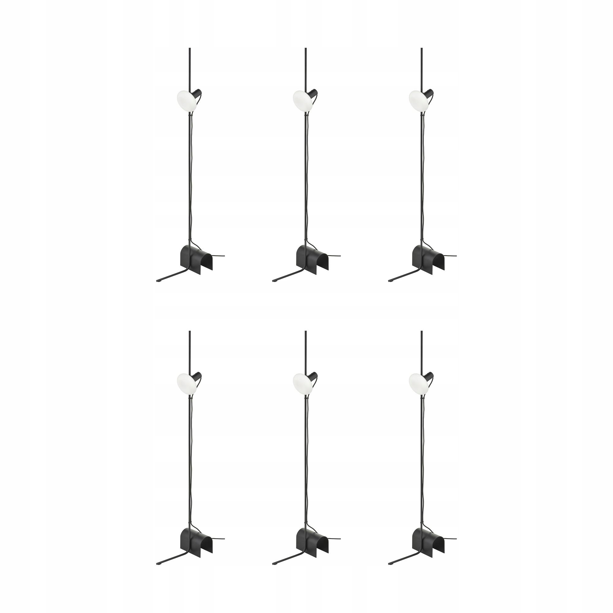 6 szt. Lampa podłogowa Led czarna z opalowym kloszem 2400K