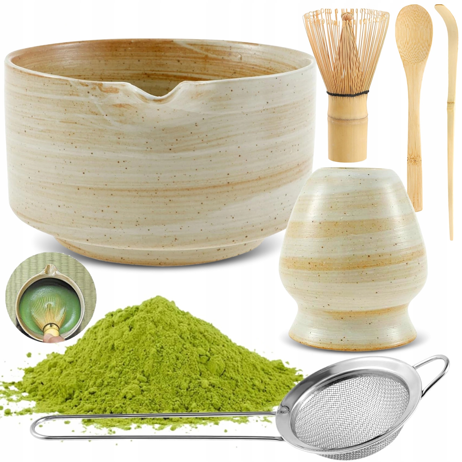 Levně Bambusová Dárková Sada Na Matcha Čaj: Chashaku, Metlička, Lžička, 6 Ks