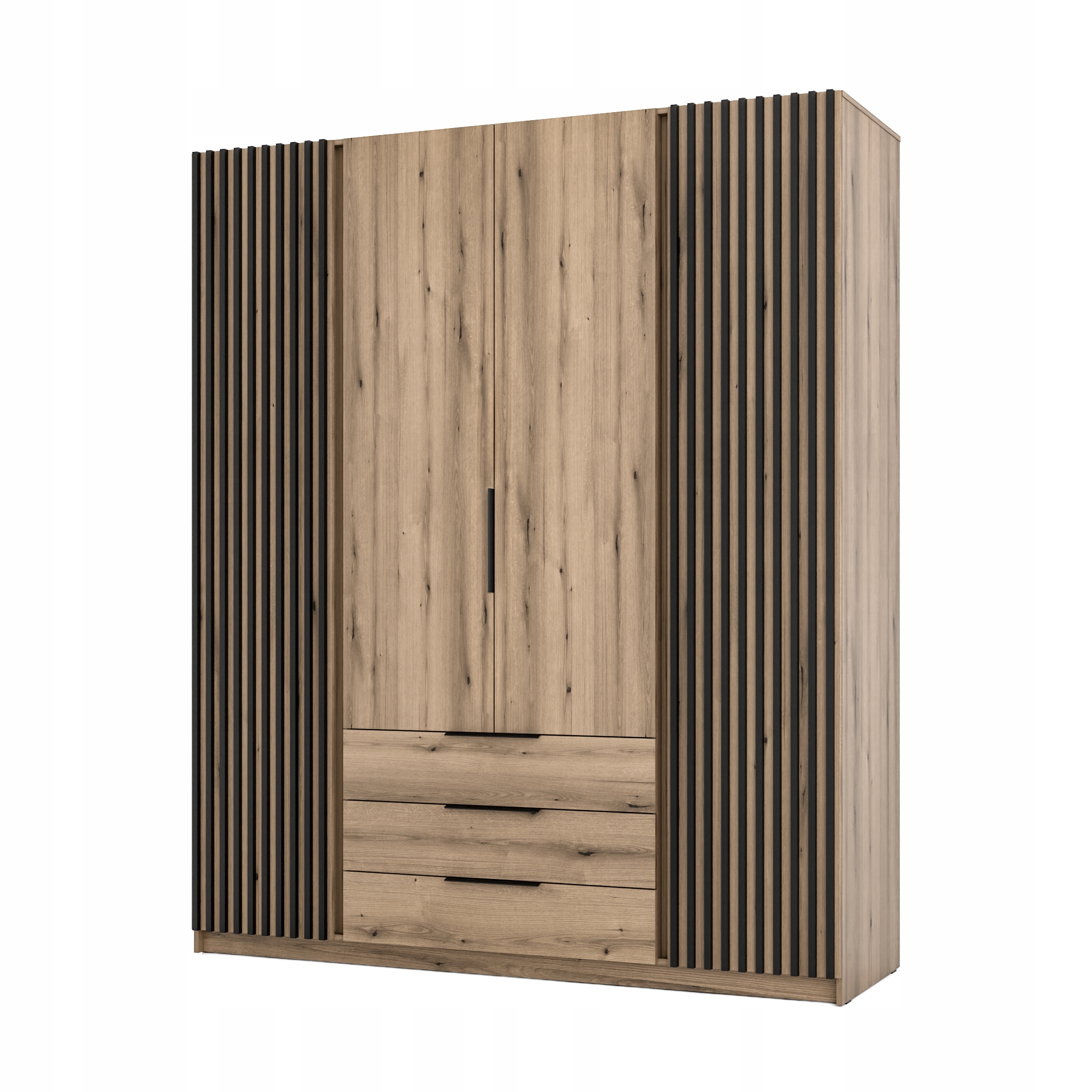 Moderní velká prostorná Skříň Maja 2LAM 2F 3S Lamele Dveřní tyč Zásuvky