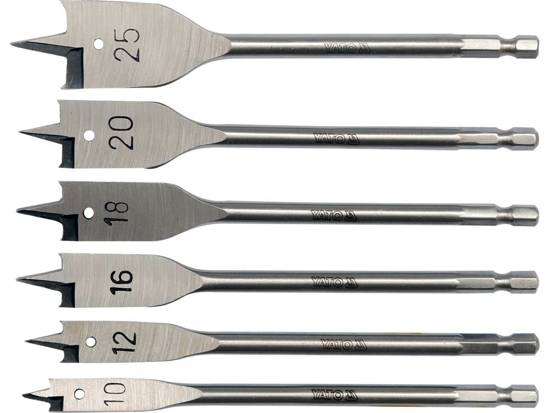 ZESTAW WIERTEŁ ŁOPATKOWYCH 6SZT. 10-25MM YATO