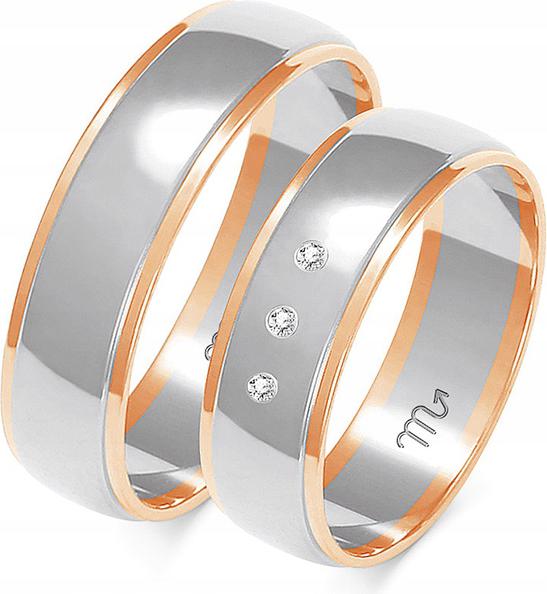 svatební z bílého zlata 585, snubní prsten r 20, nadčasový s gravírováním