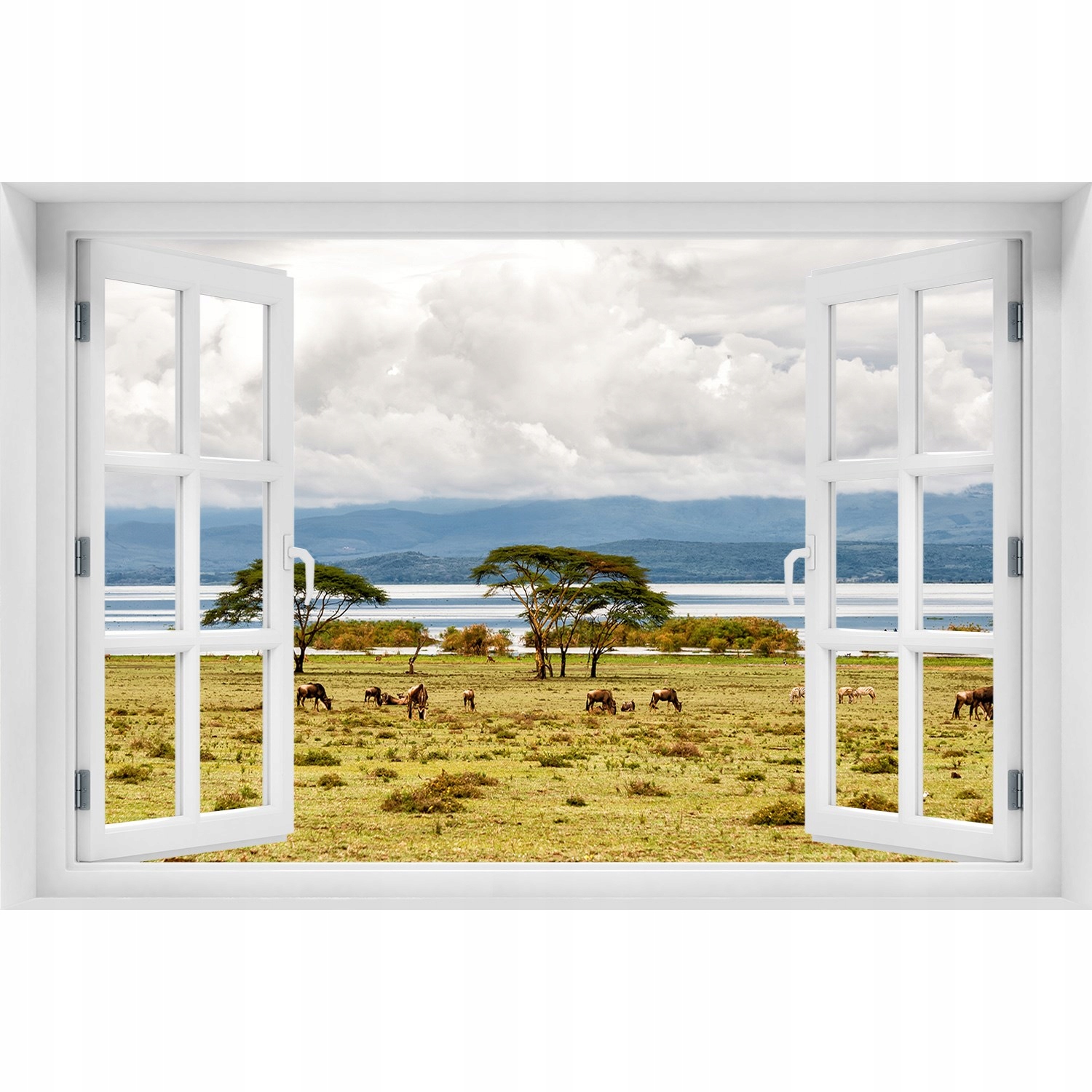

Naklejka Fototapeta 3D Okno widok Jezioro Naivasha