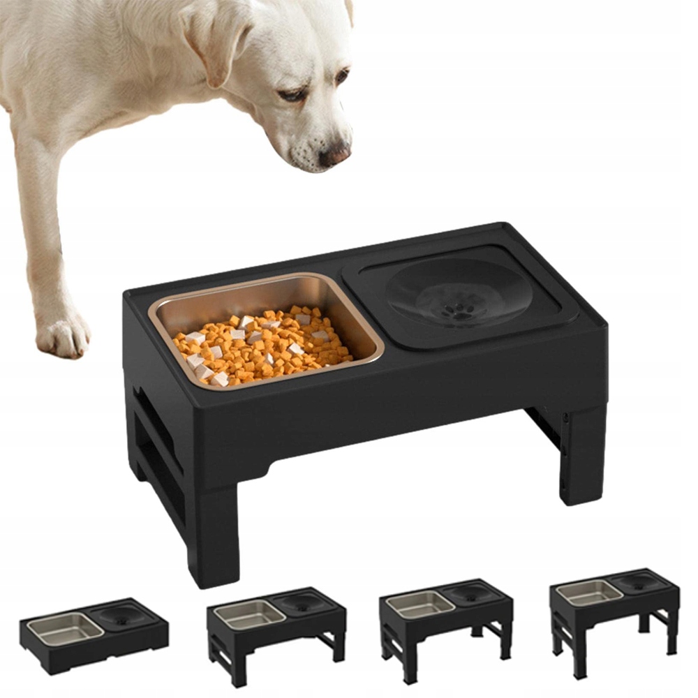 Levně 2V1 Miska Pro Psa Nechytající Se Kovová Na Stojanu, Nastavitelná, Zpomalovací