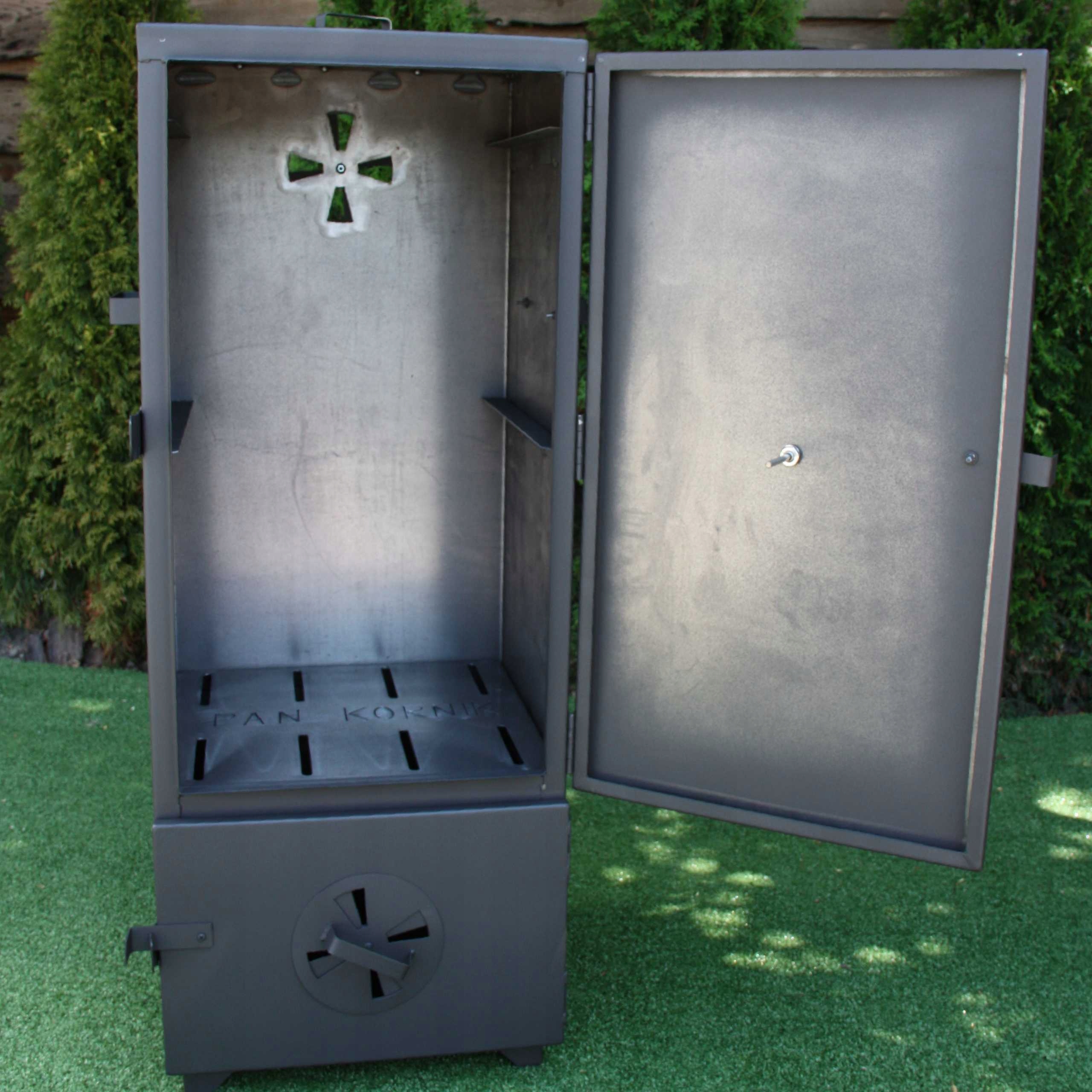 WĘDZARNIA METALOWA OGRODOWA DOMOWA Z DRZWICZKAMI Szerokość rusztu 48 cm