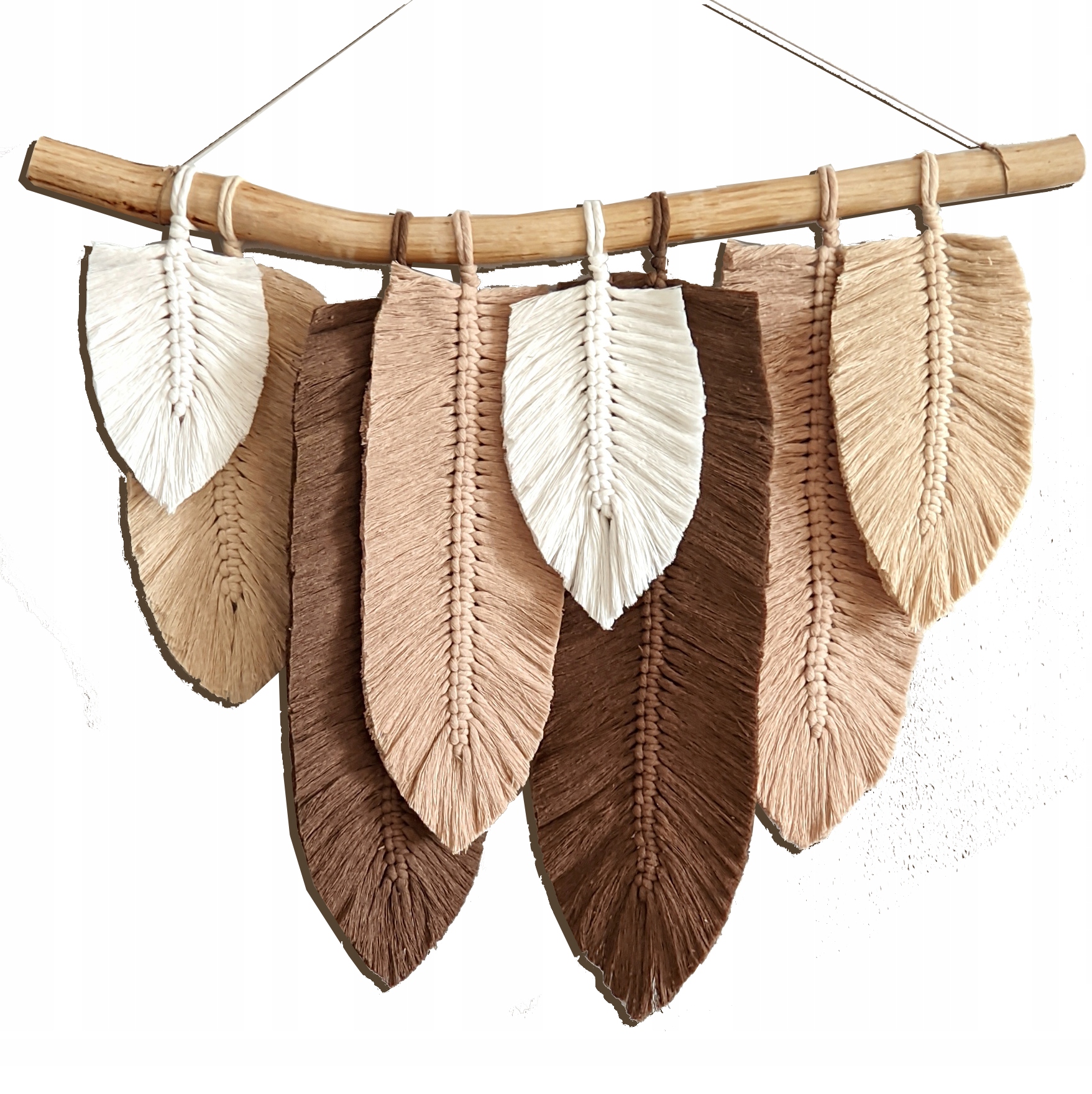 lapač snů boho dekorace makrama listy peří