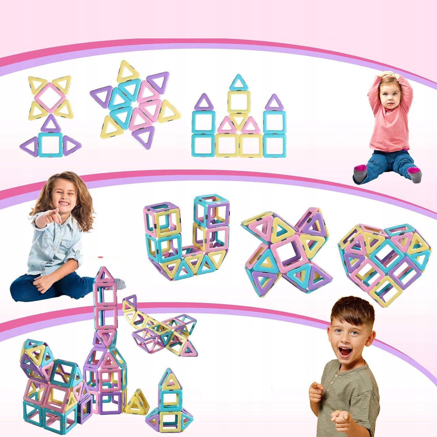 MAGNETYCZNE KLOCKI ZABAWKA MAGNETYCZNE PŁYTKI KLOCKI KONSTRUKCYJNE 40 SZT Liczba elementów 40 szt.