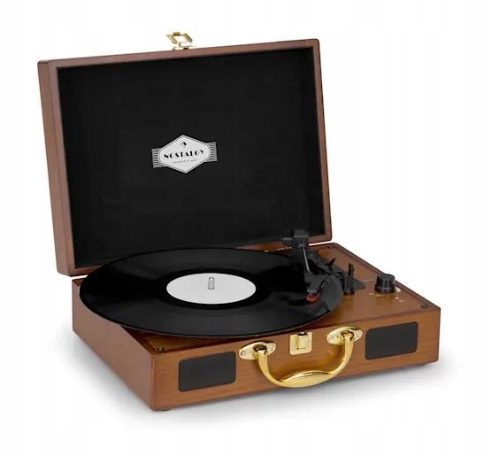 GRAMOFON RETRO DREWNIANA WALIZKA