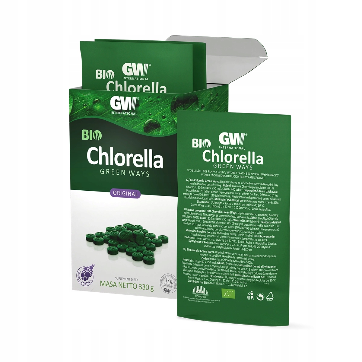 Bio Chlorella Green Ways 330 g 1320 tabletek Pyrenoidosa Zielonki
