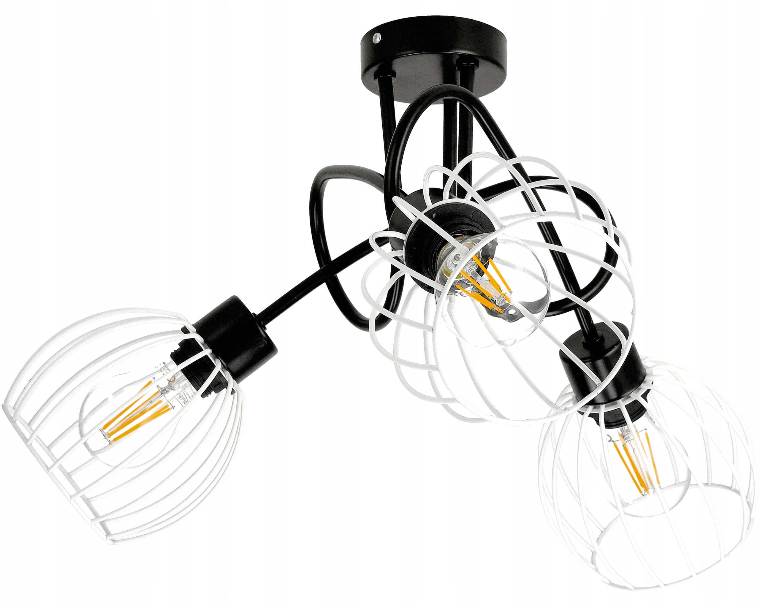 Loft Zavinovací stropní lampa 3XE27 Bílá drátěná koule do obývacího pokoje