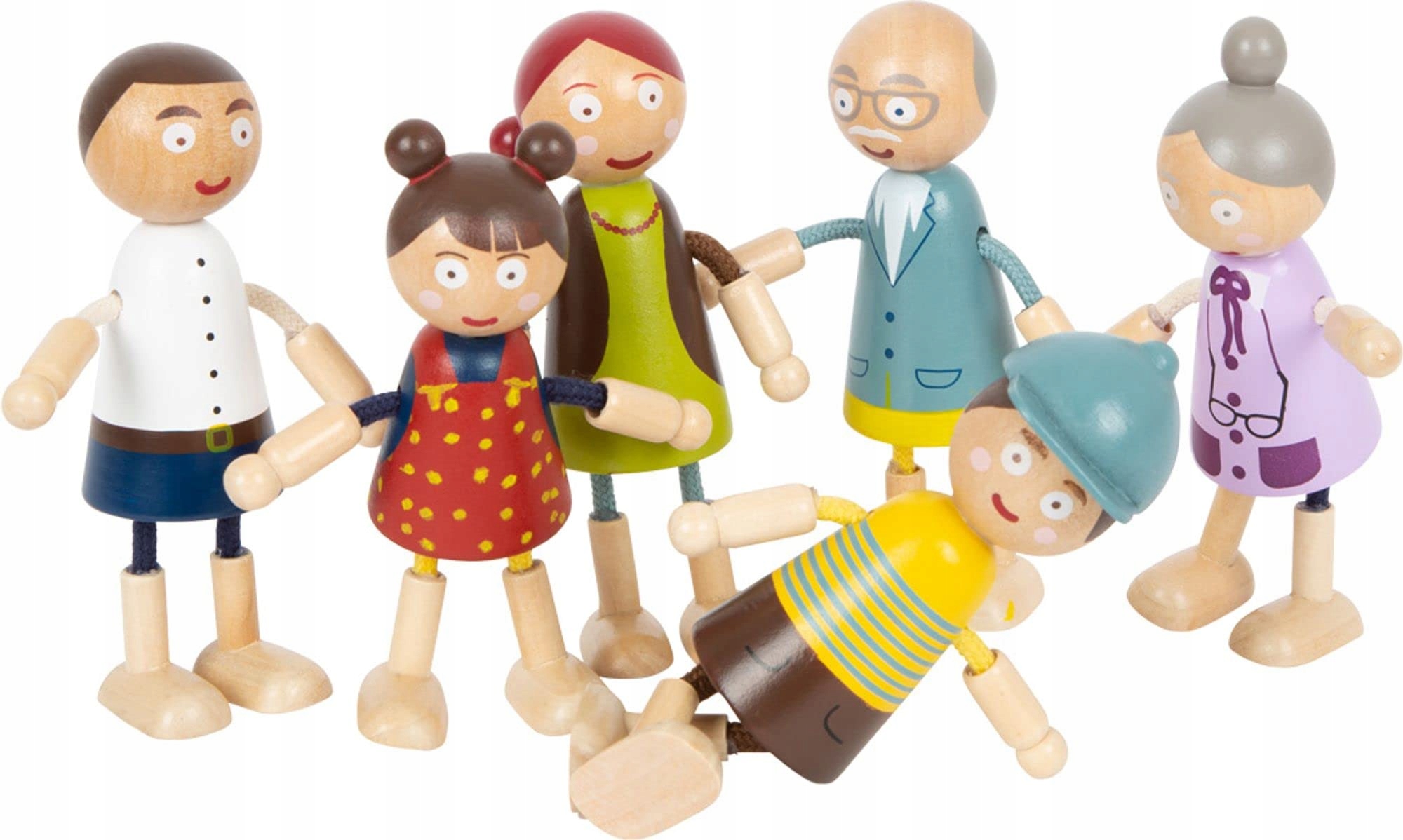 Sada dřevěných panenek rodiny Small Foot 6 Kusů do domečku pro děti