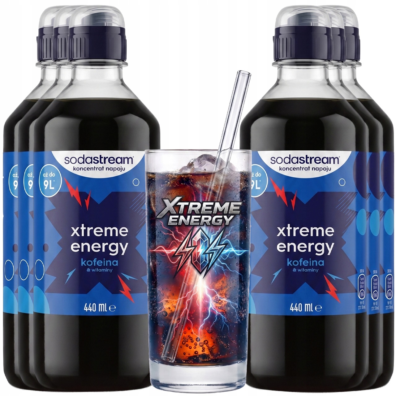 6 x Sirup Sodastream Xtreme Energy Energetik Do Saturatoru 9L Nápoje s 440 ml