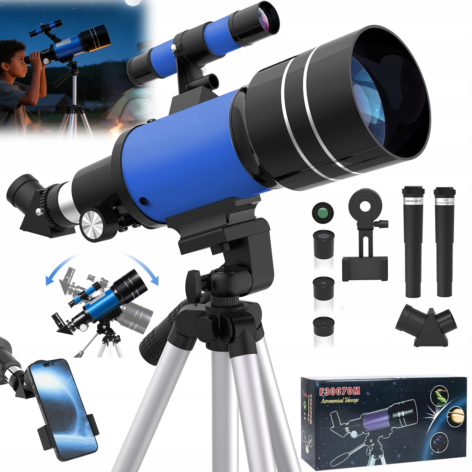 Astronomický Teleskop 70 MM 300 MM S Stativem Pro Milovníky Astronomie 150XZOOM