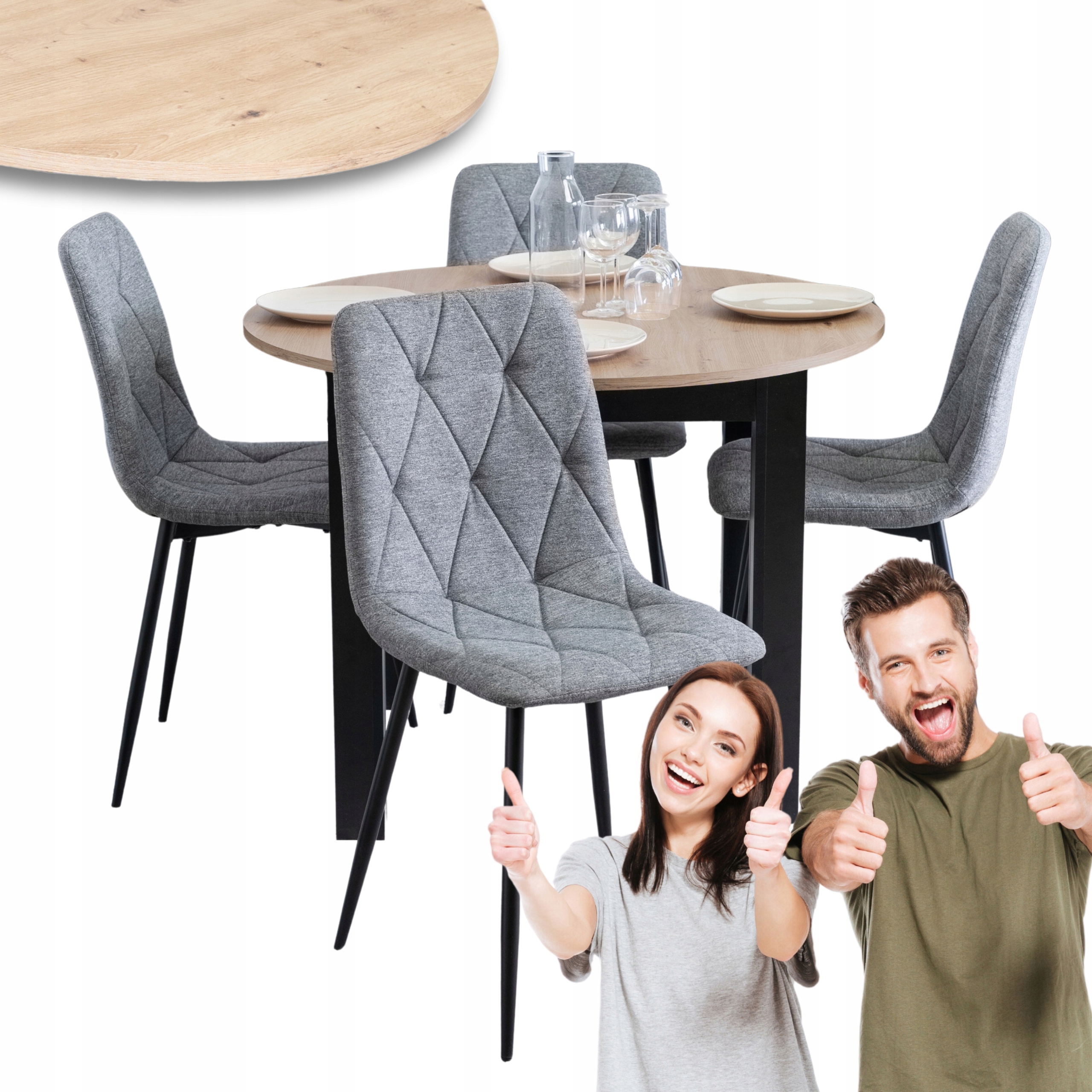 Sada rozkládacího kuchyňského stolu Sada čalouněných židlí šedá 4x